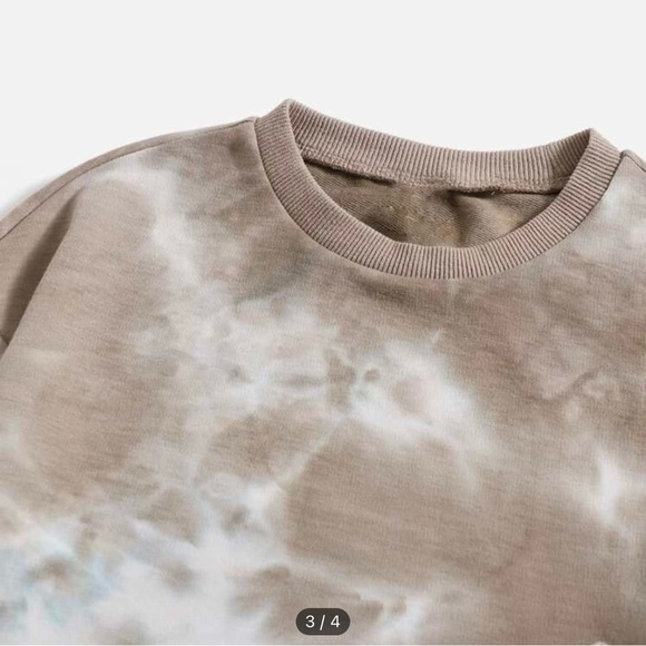 SHEIN Tween Girl Mocha Brown Tie Dye Cropped Sweatshirt & Sweatpants Set Size 9Y - Picture 2 of 5